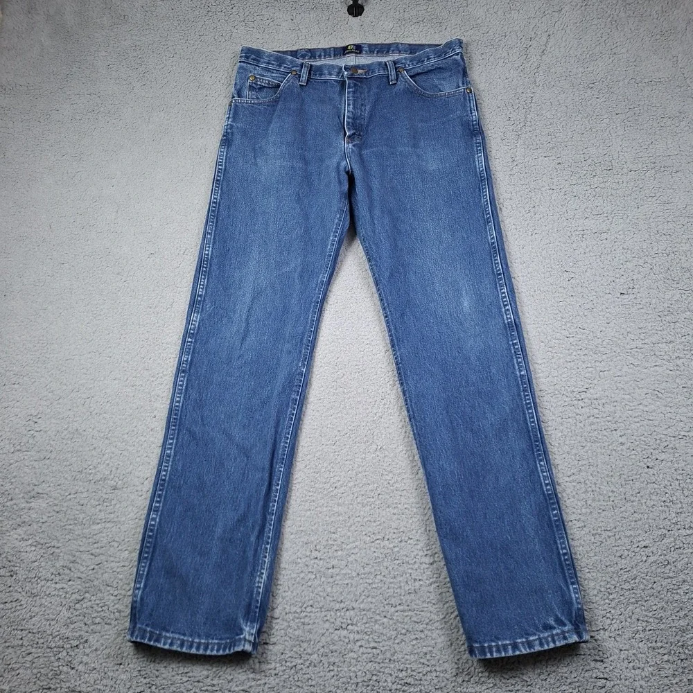 Wrangler 47MWZ Premium Performance Jeans Men 36x34 Blue Regular Fit Cowboy Denim